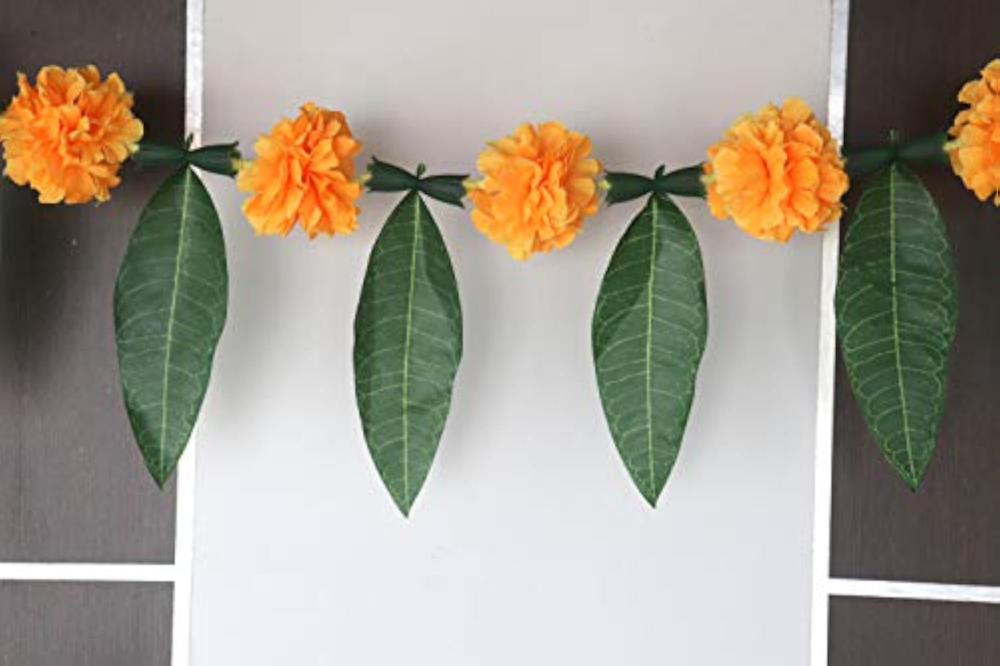 Artificial Marigold Genda Flowers Toran with Mango Leaf